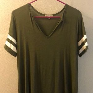 a green and white striped charolette russe t-shirt